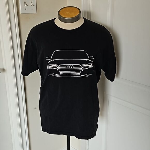 Fruit Of The Loom Men's Car Logo Cotton Short Sleeves T-Shirt XL Black/ White - Picture 1 of 16